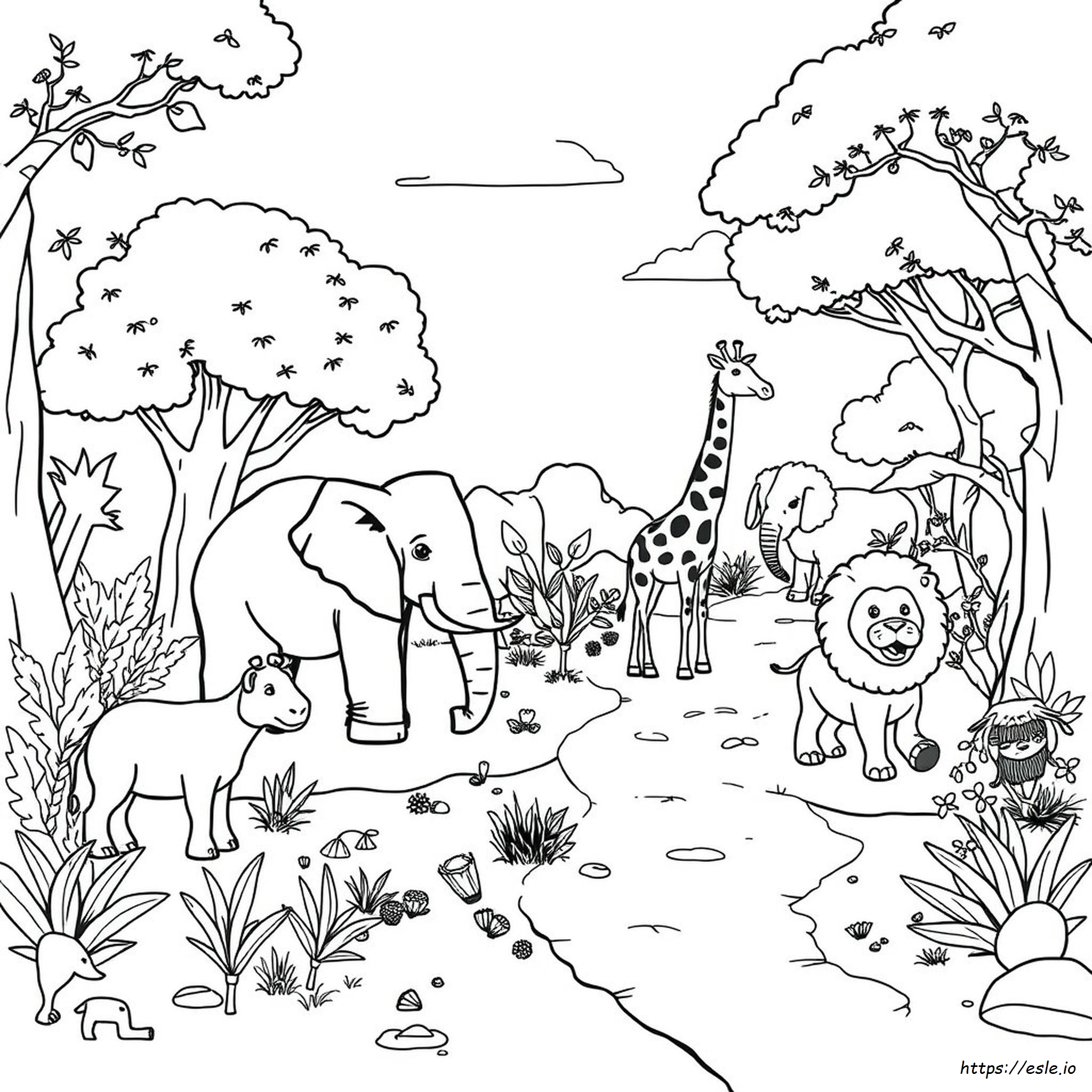 Zoo Animals Coloring Page