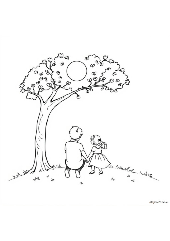 Dad Daughter Coloring Page