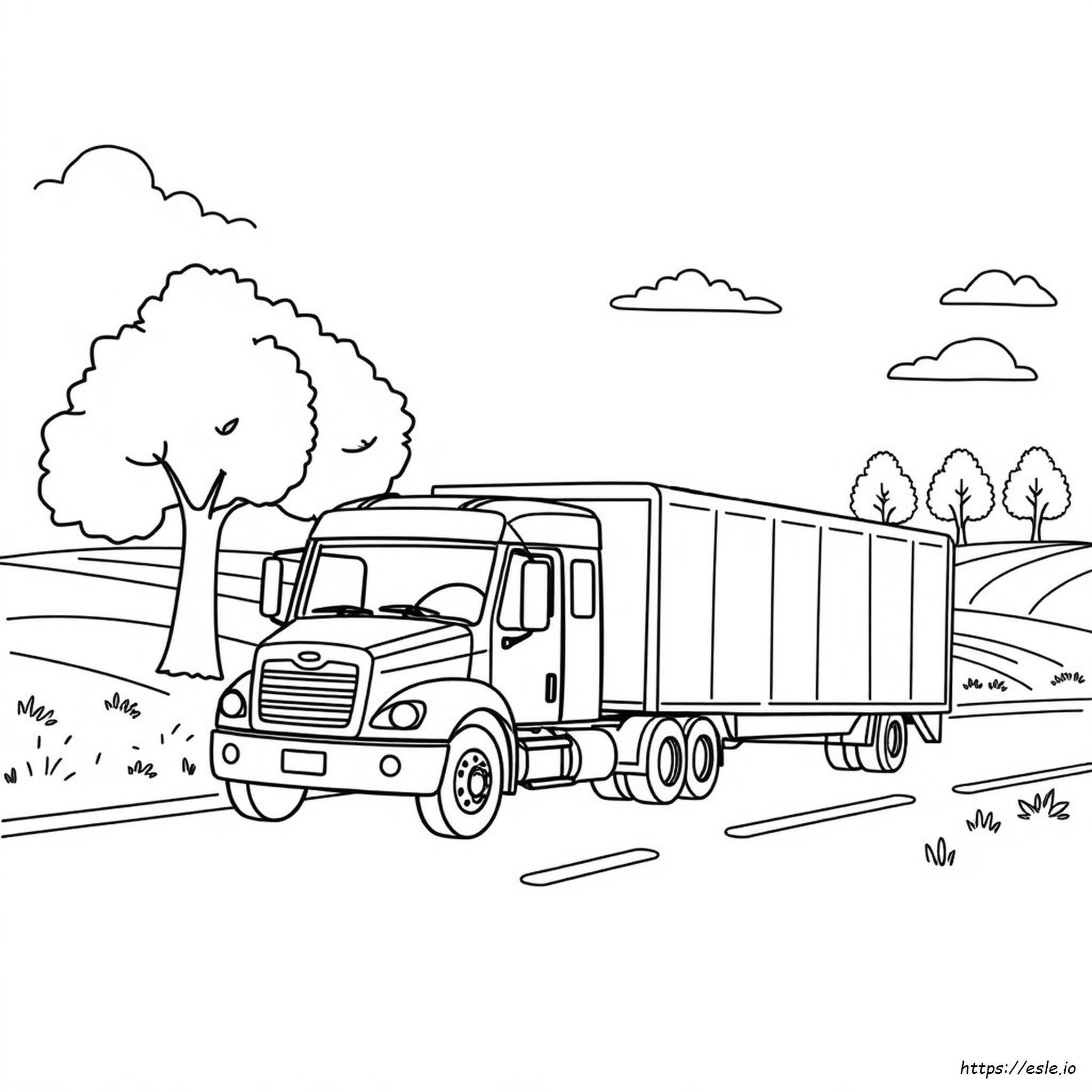 Truck With Trailer Coloring Page