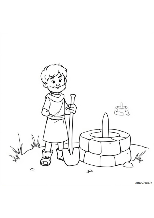 Isaac Digs Wells Coloring Page