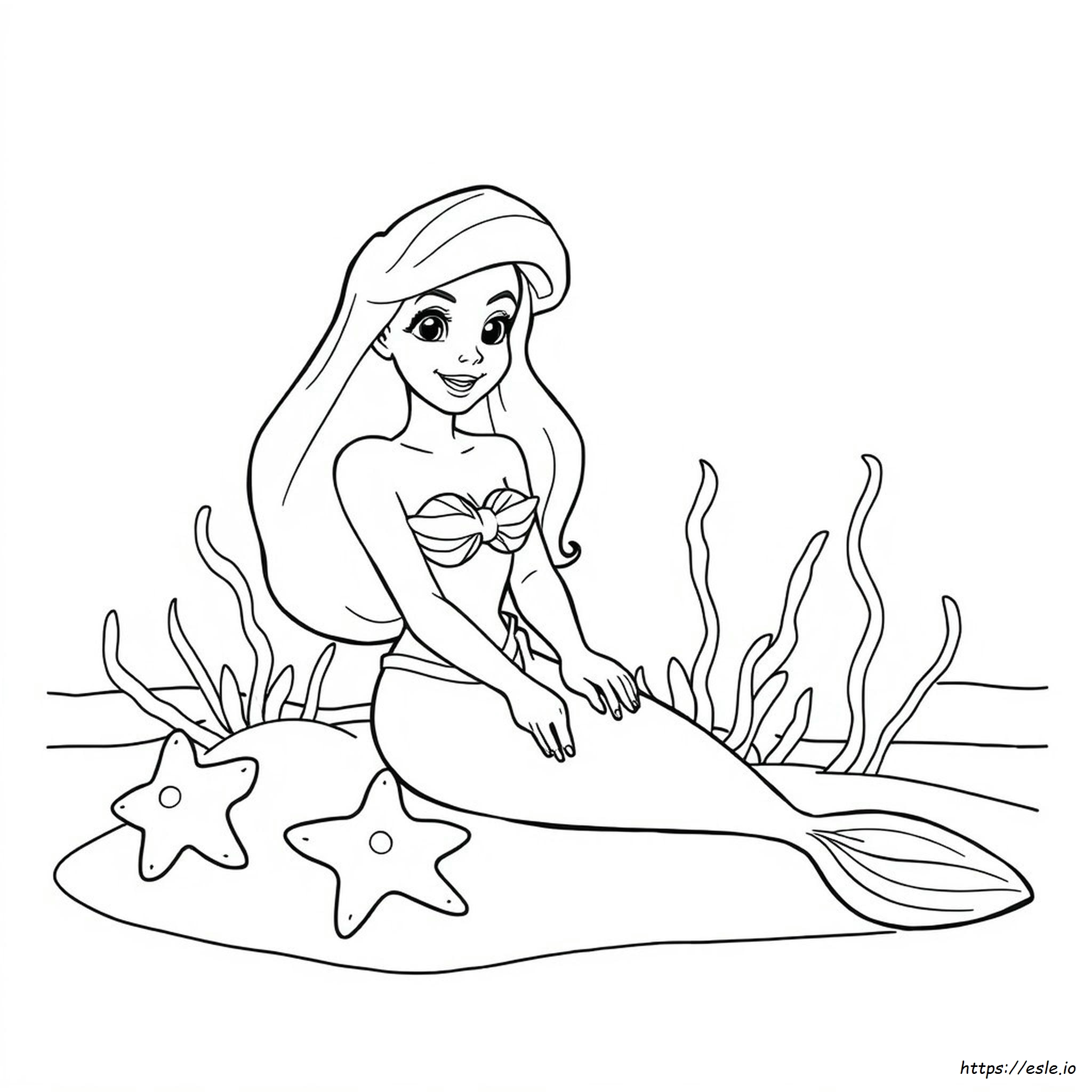 Lembar Mewarnai Ariel - Gambar Hitam Putih