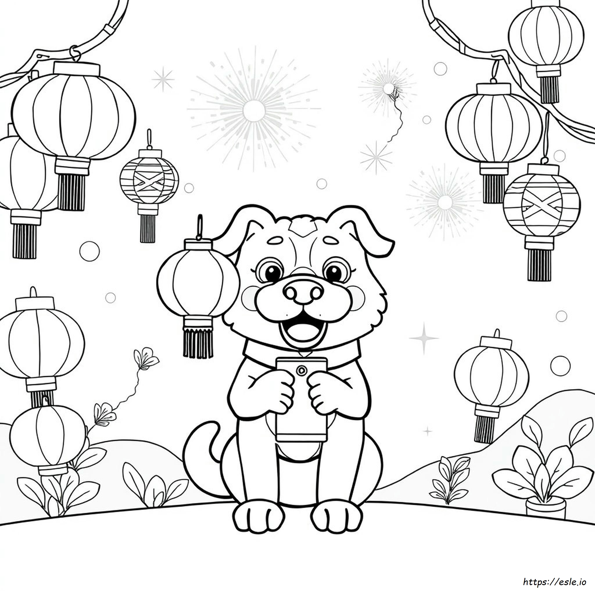 Gambar Mewarnai Tahun Anjing - PDF Gratis