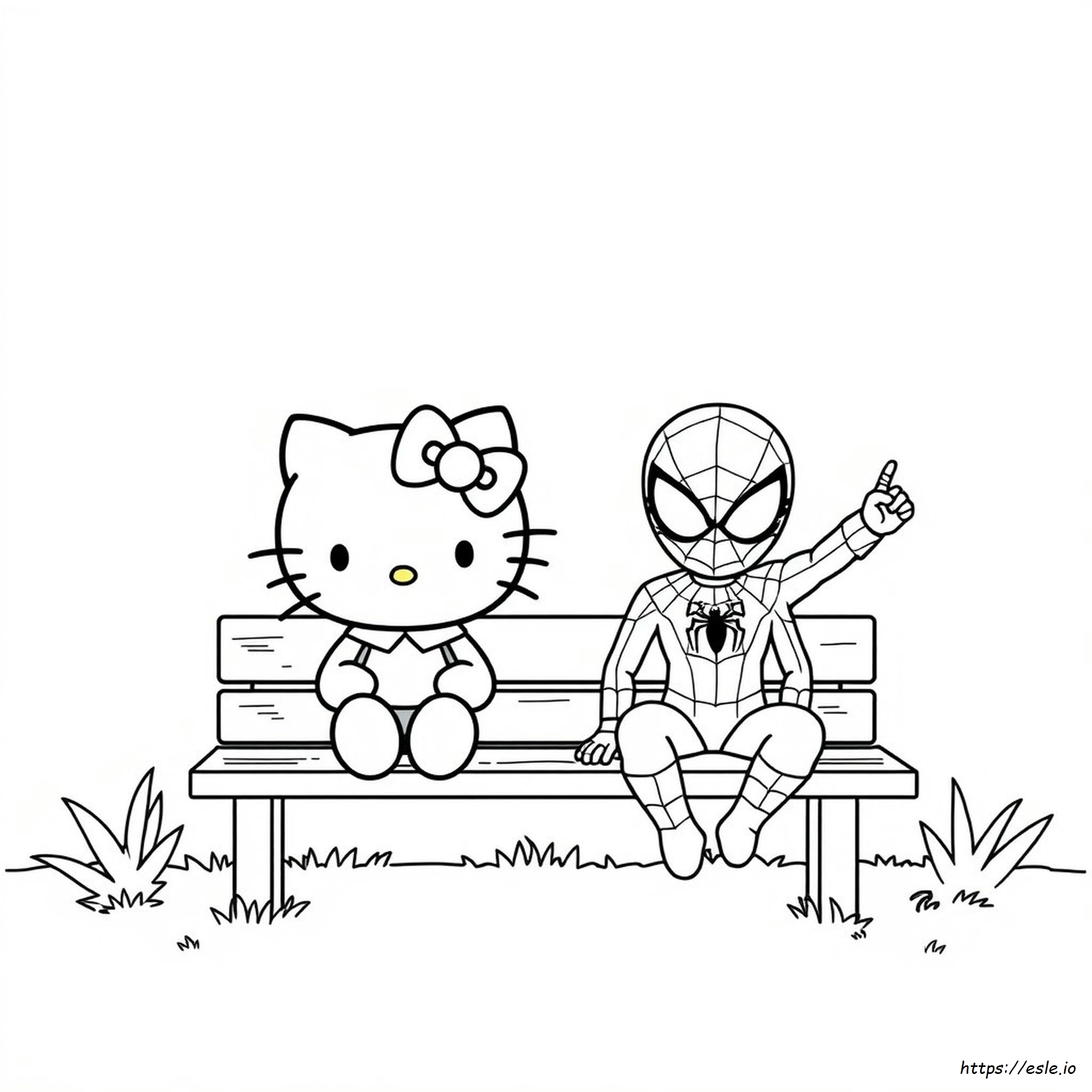 Hello Kitty E Homem-Aranha Para Colorir