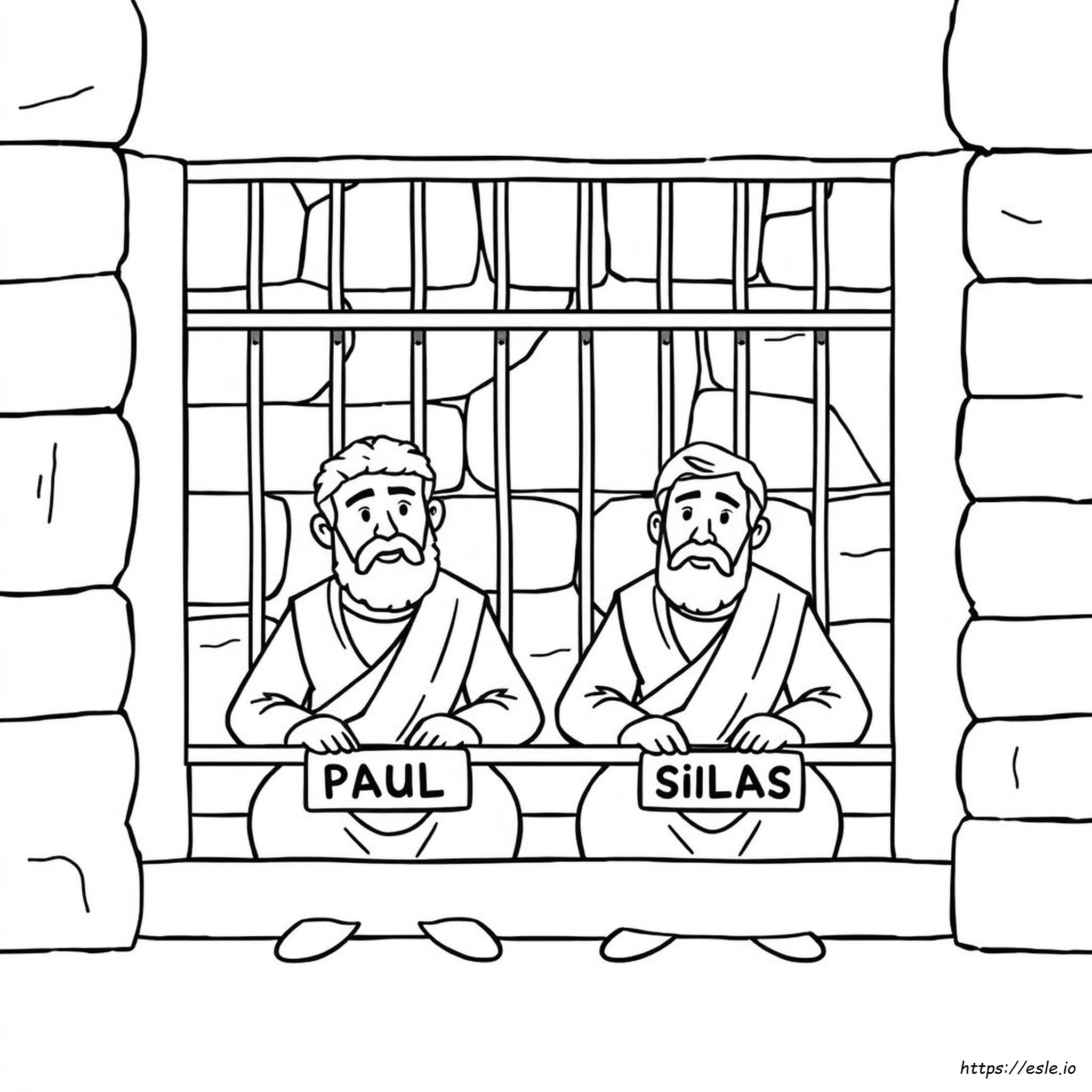 Paul And Silas In Prison Coloring Page