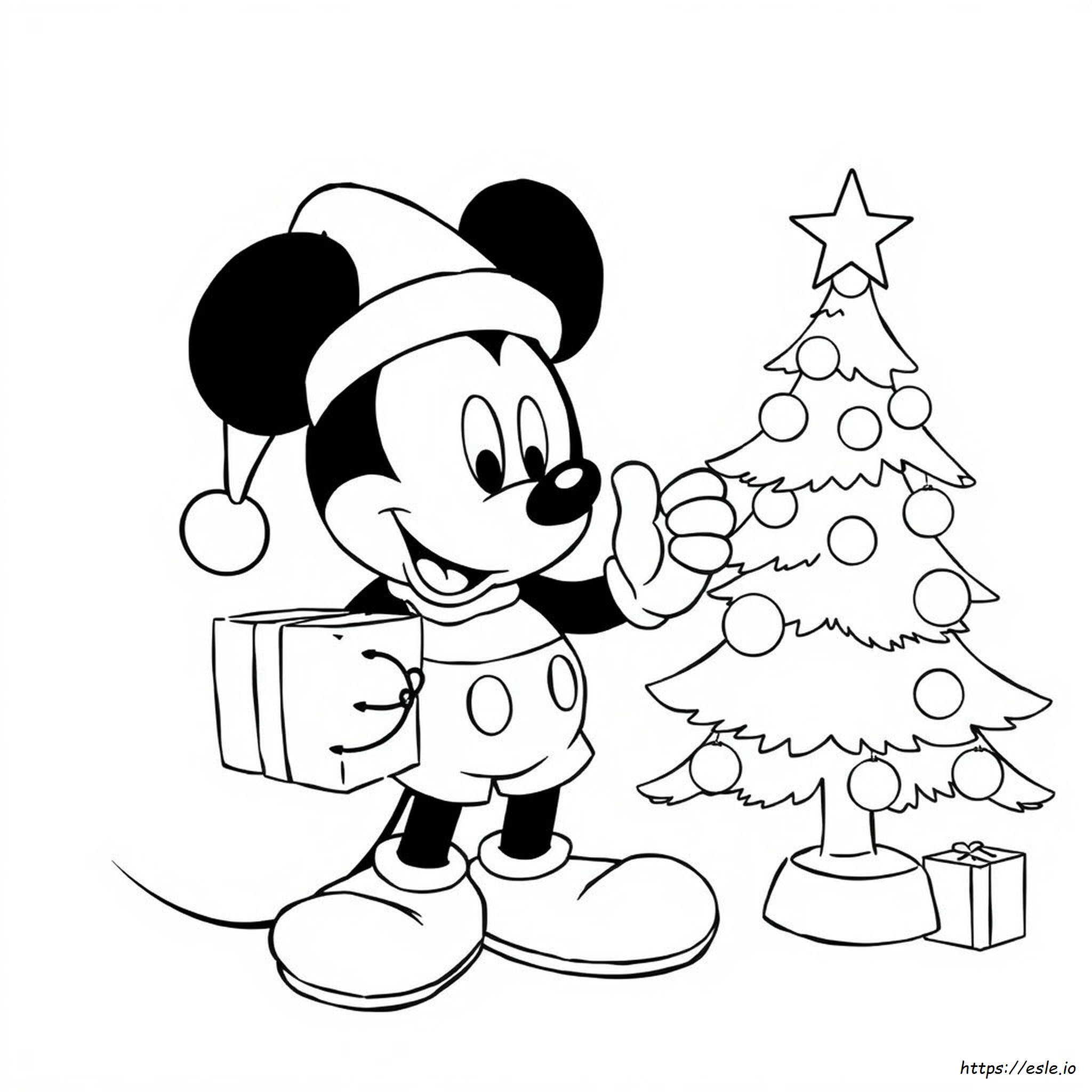 Gambar Mewarnai Mickey Natal - Gratis Untuk Dicetak