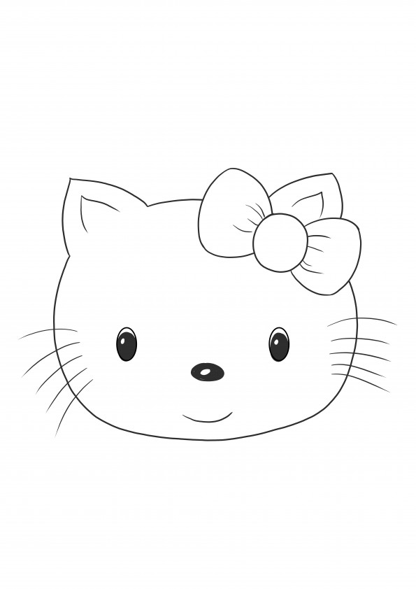 Cara de Hello Kitty para imprimir y colorear gratis para niños