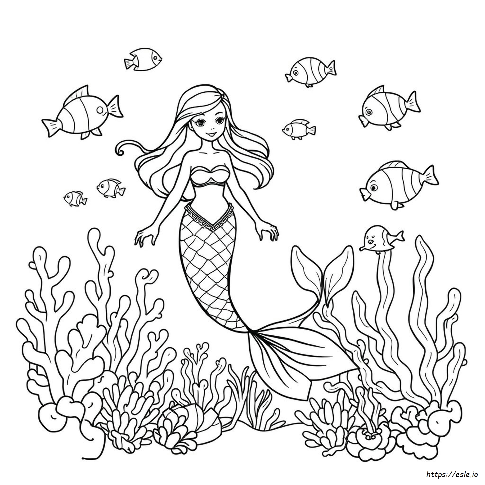 人魚 塗り絵 無料