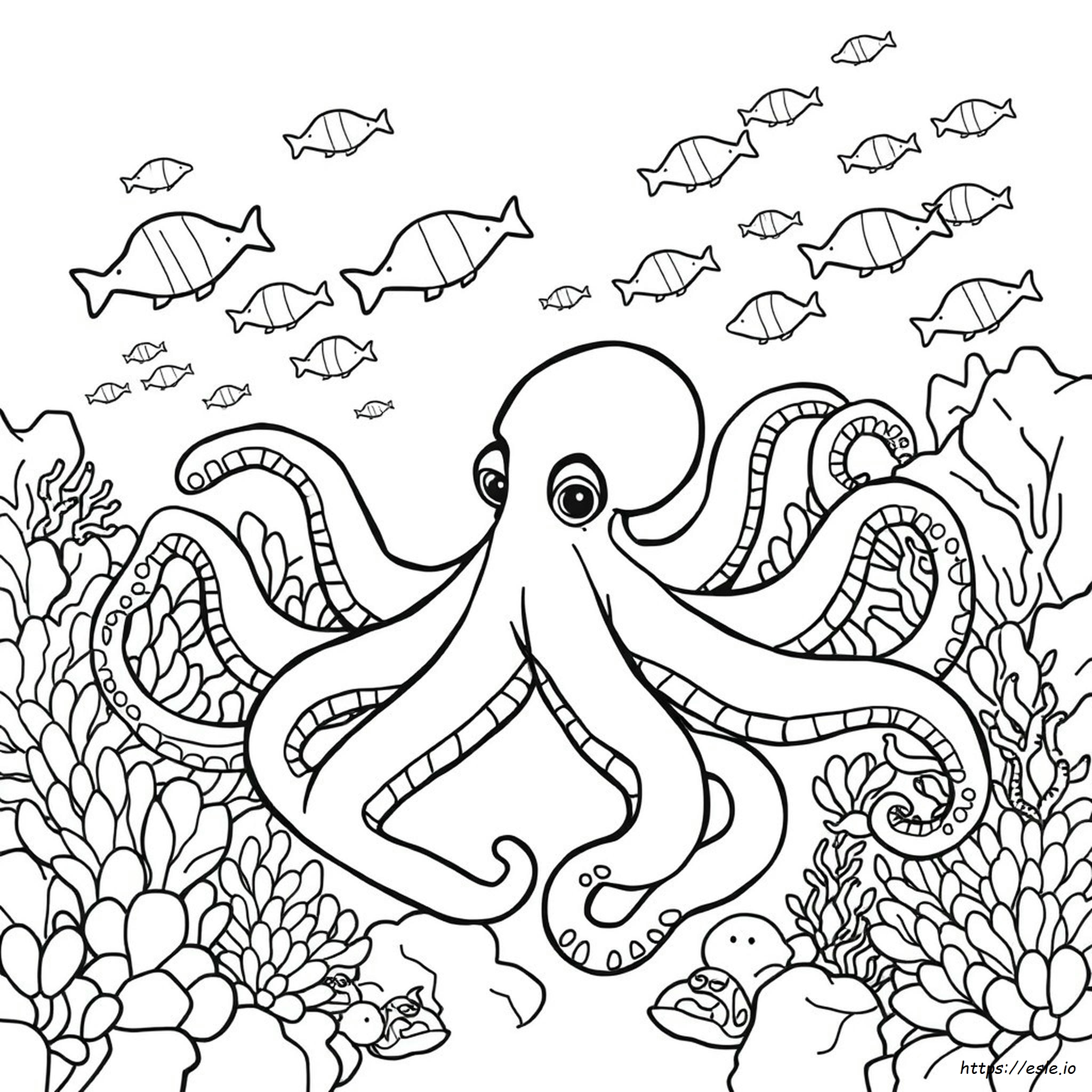 Realistic Octopus Coloring Page