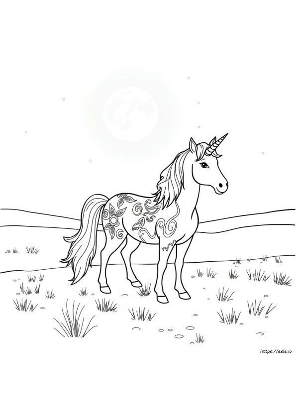 Black And White Unicorn Coloring Page