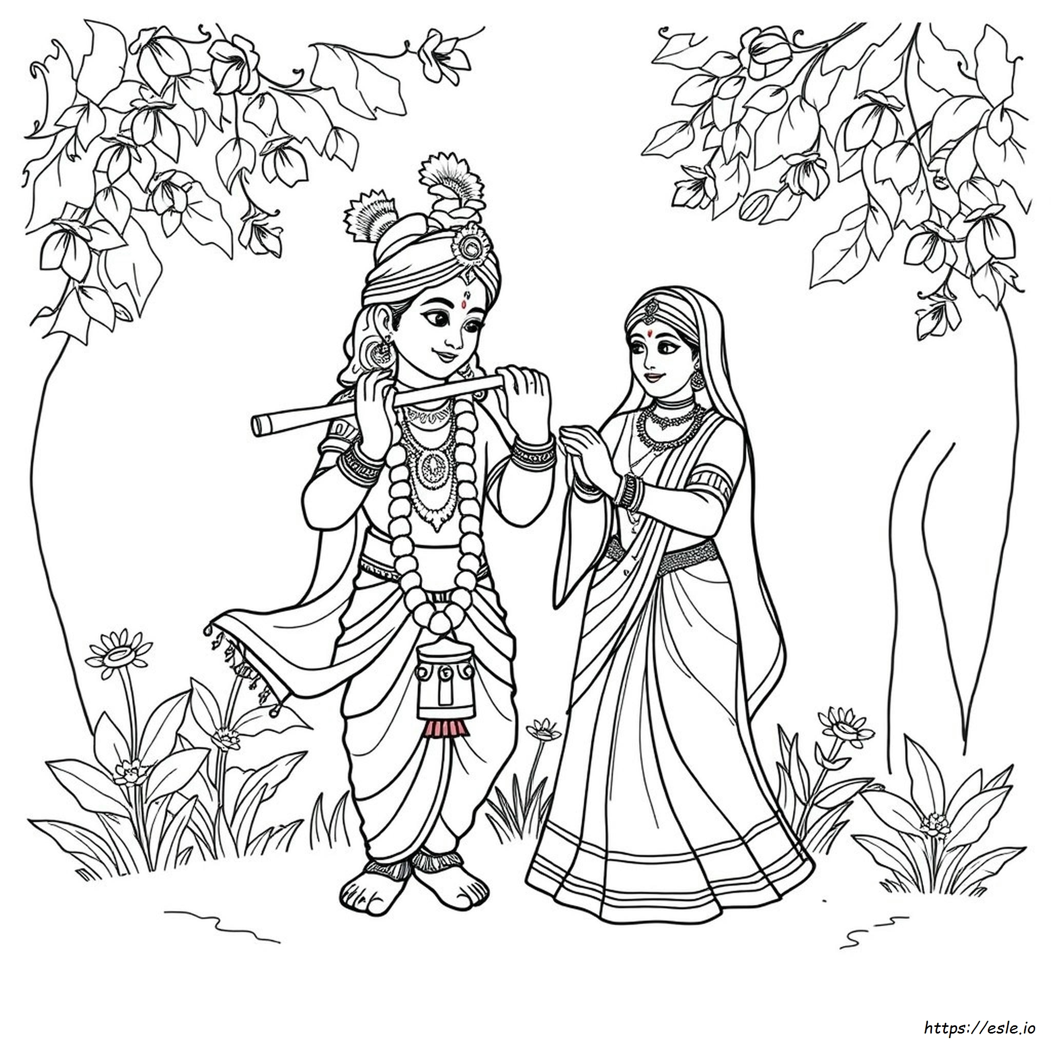 Krishna And Radha Coloring Page