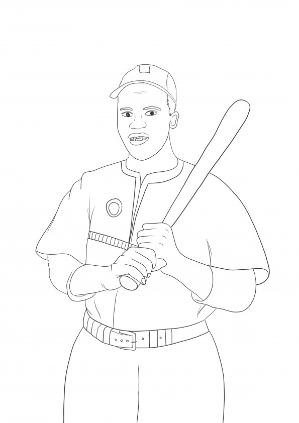 Jackie Robinson coloring sheet free to print for kids