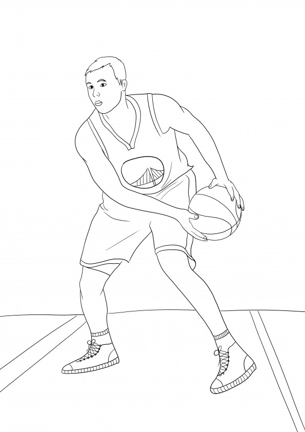 Stephen Curry from NBA simple coloring and free downloading image