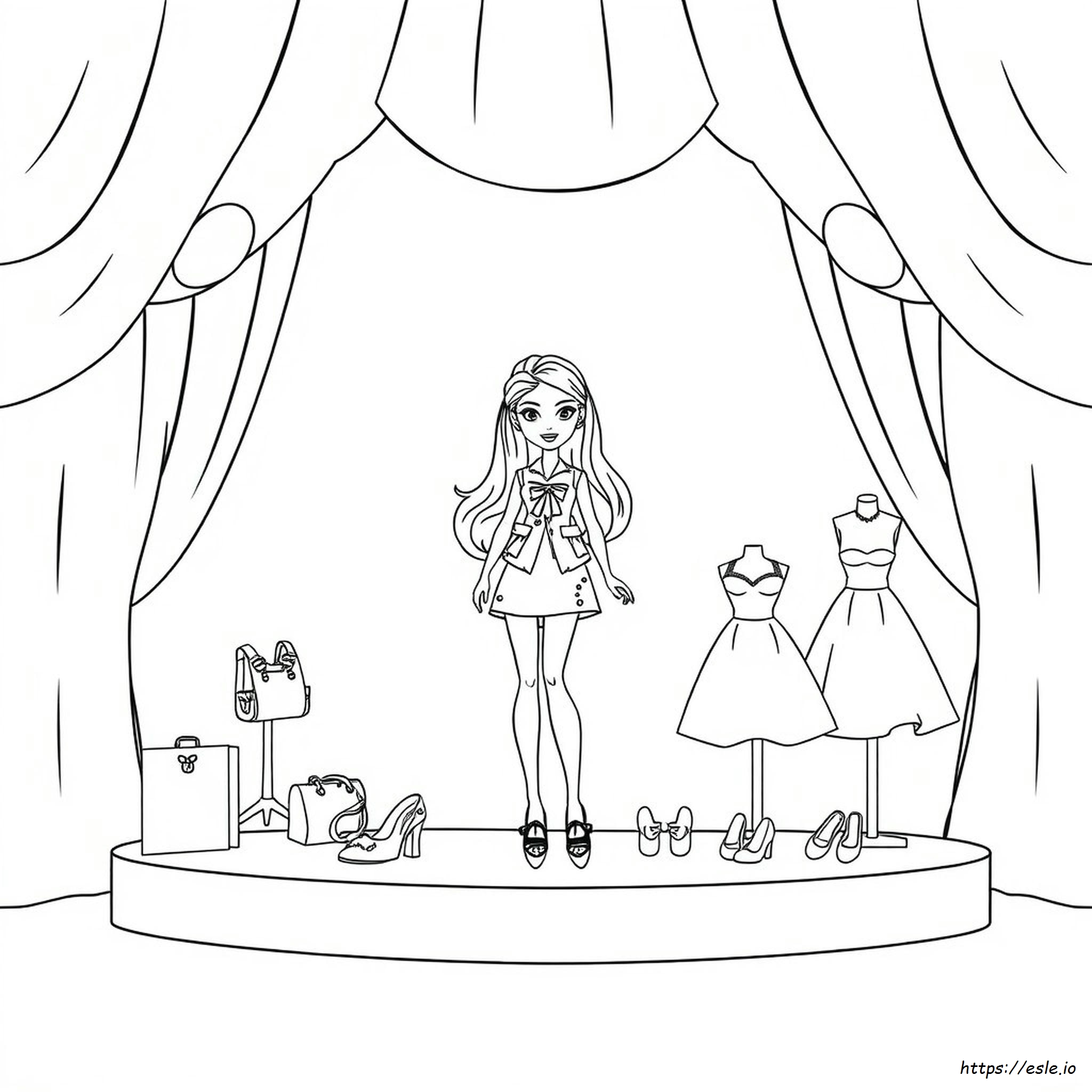 Dibujo para colorear de muñeca de moda