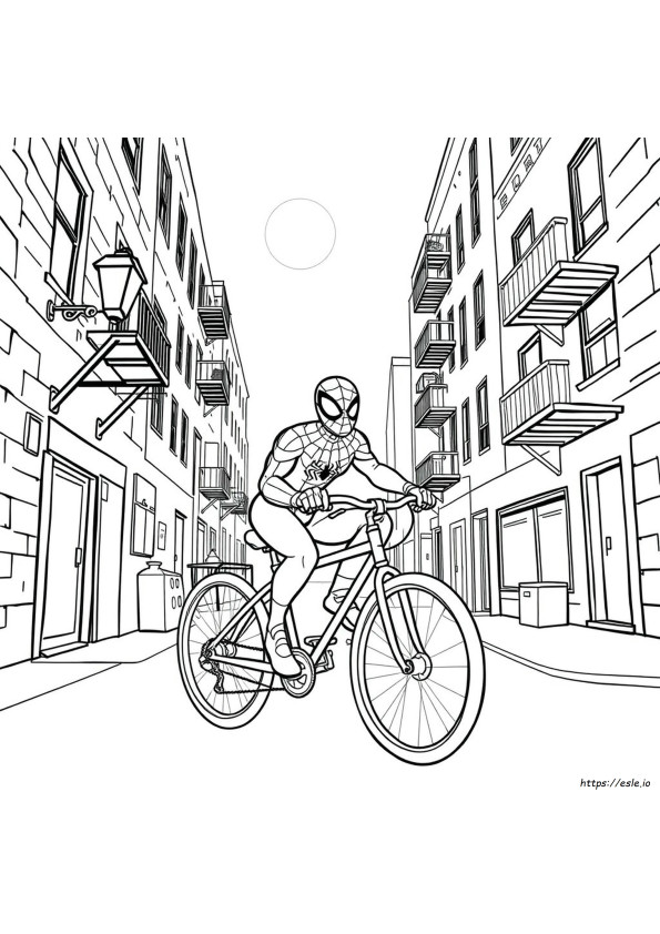 Spider Man Pe Bicicletă De Colorat