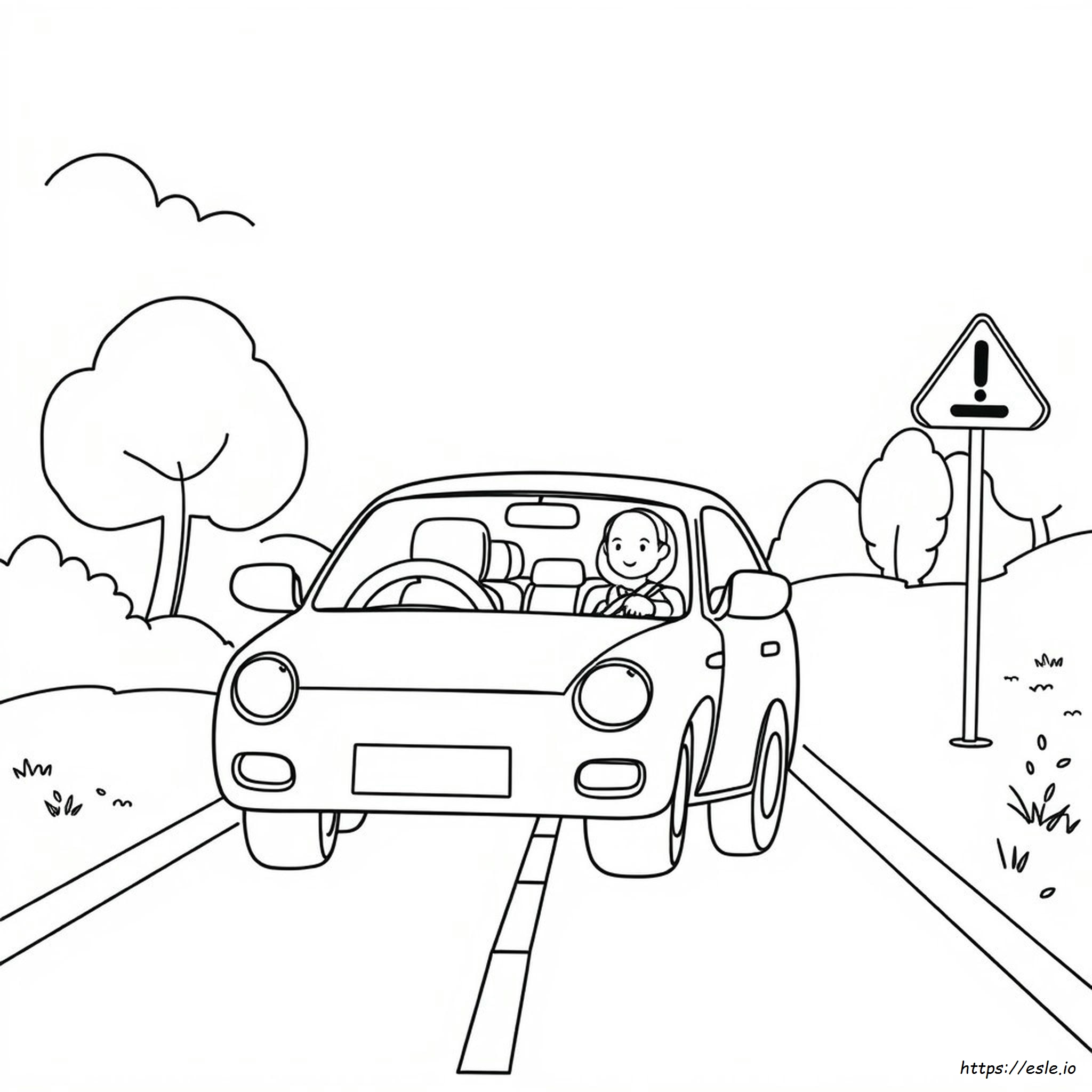車の安全ぬりえ