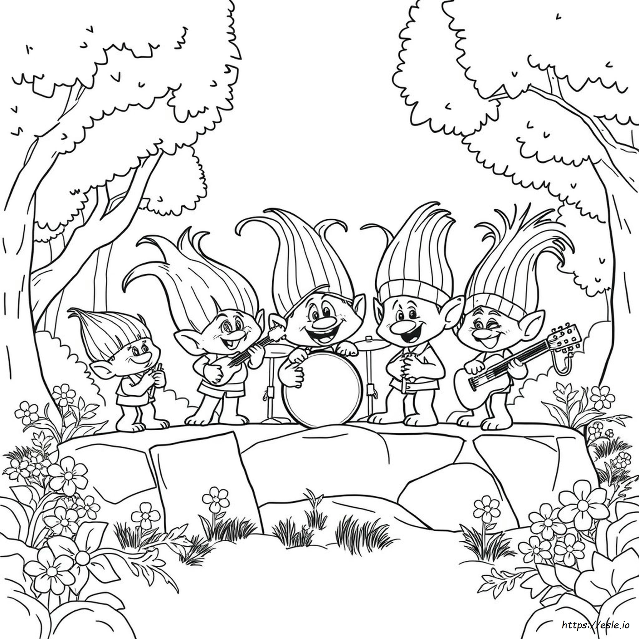 Trolls Coloring Page - Rock Harmony Band