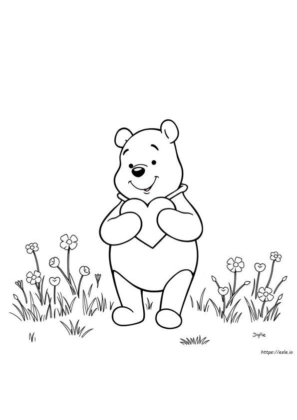 Pooh Coloring Pages Winnie The Pooh Holding A Heart