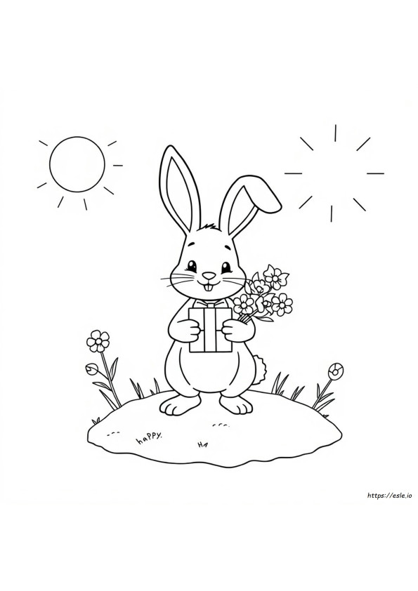 Conejo De Feliz Cumpleaños Para Colorear