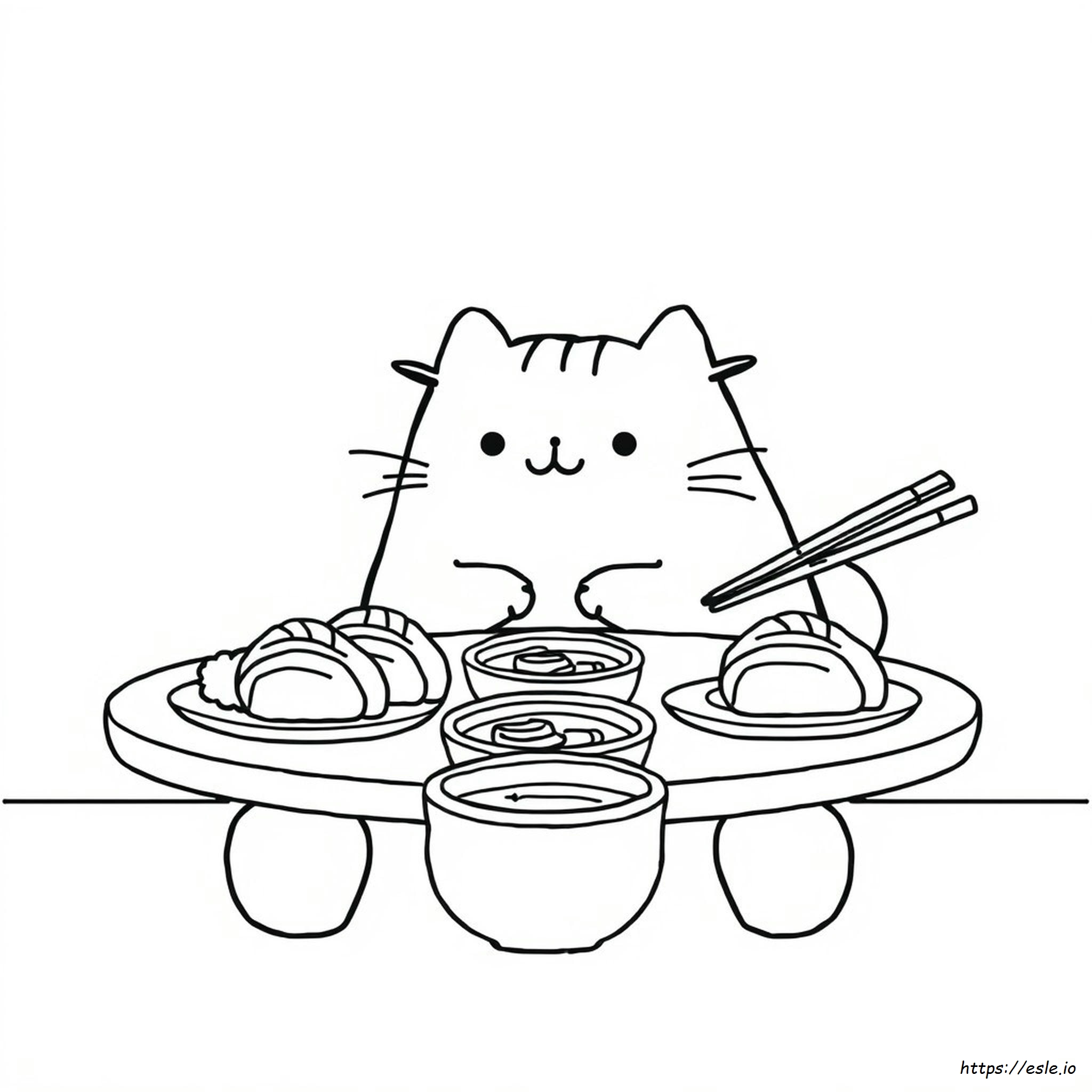 Sushi Pusheen Coloring Pages