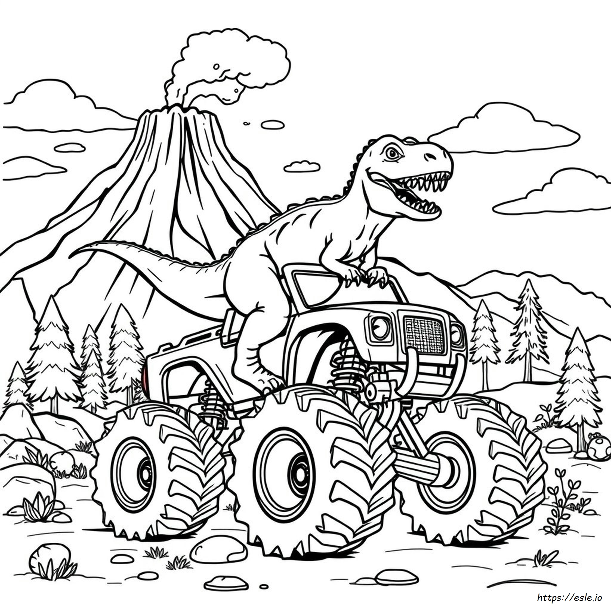 Dinosaur Monster Truck Coloring Pages