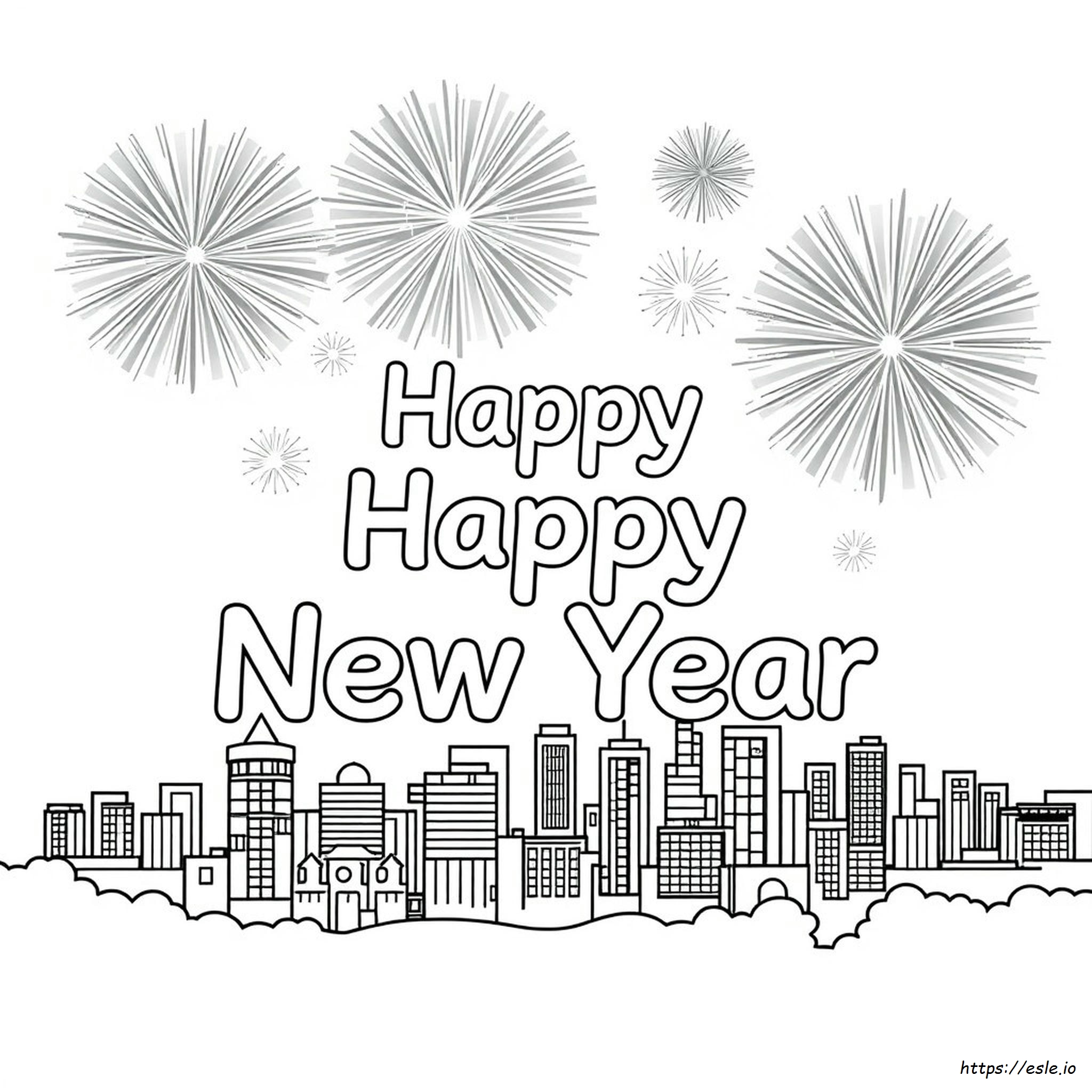 Happy New Year Coloring Page