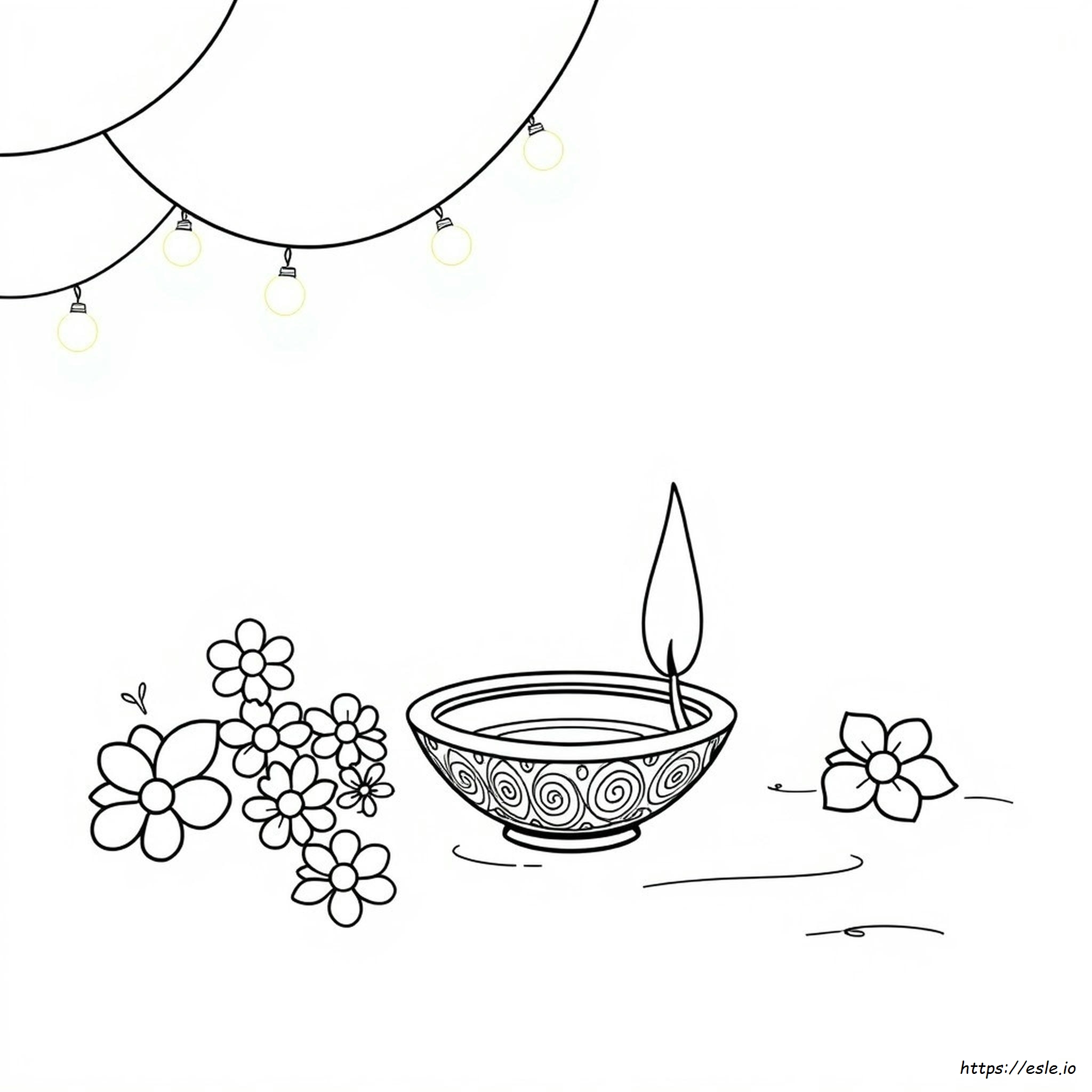 Diwali Diya Värityskuva - Ilmainen PDF