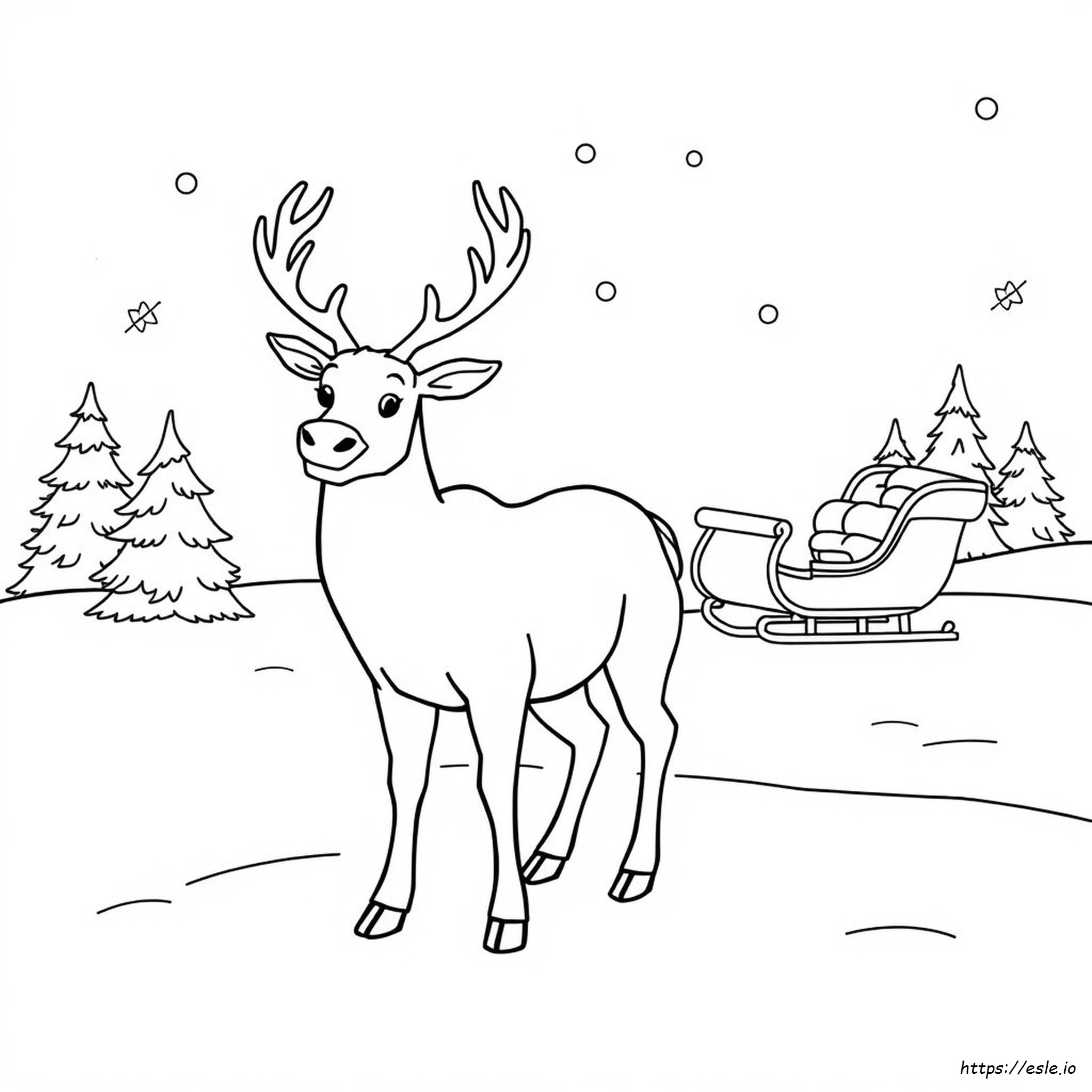 Reindeer Coloring Page For Kids