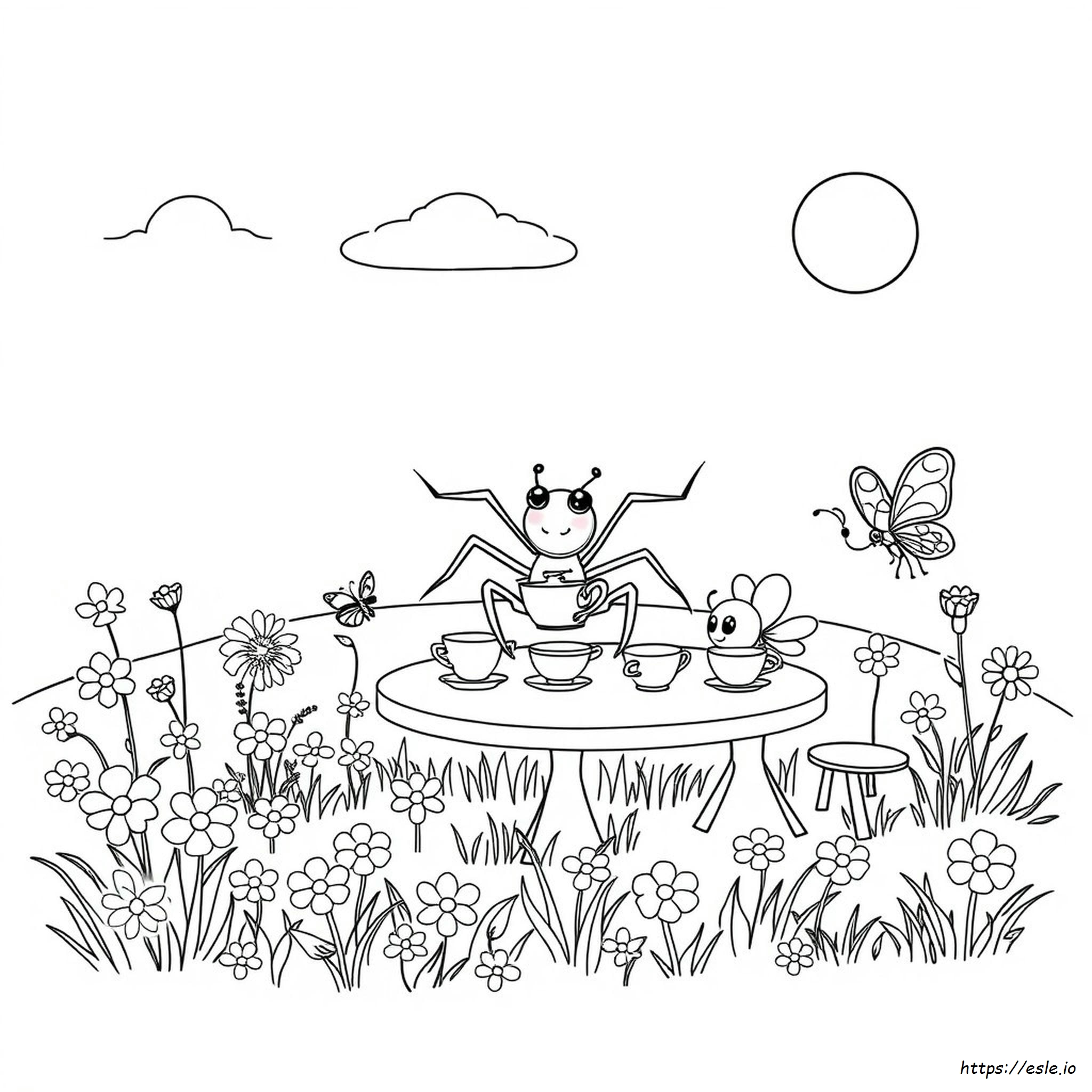 Miss Spider Tea Party Coloring Pages
