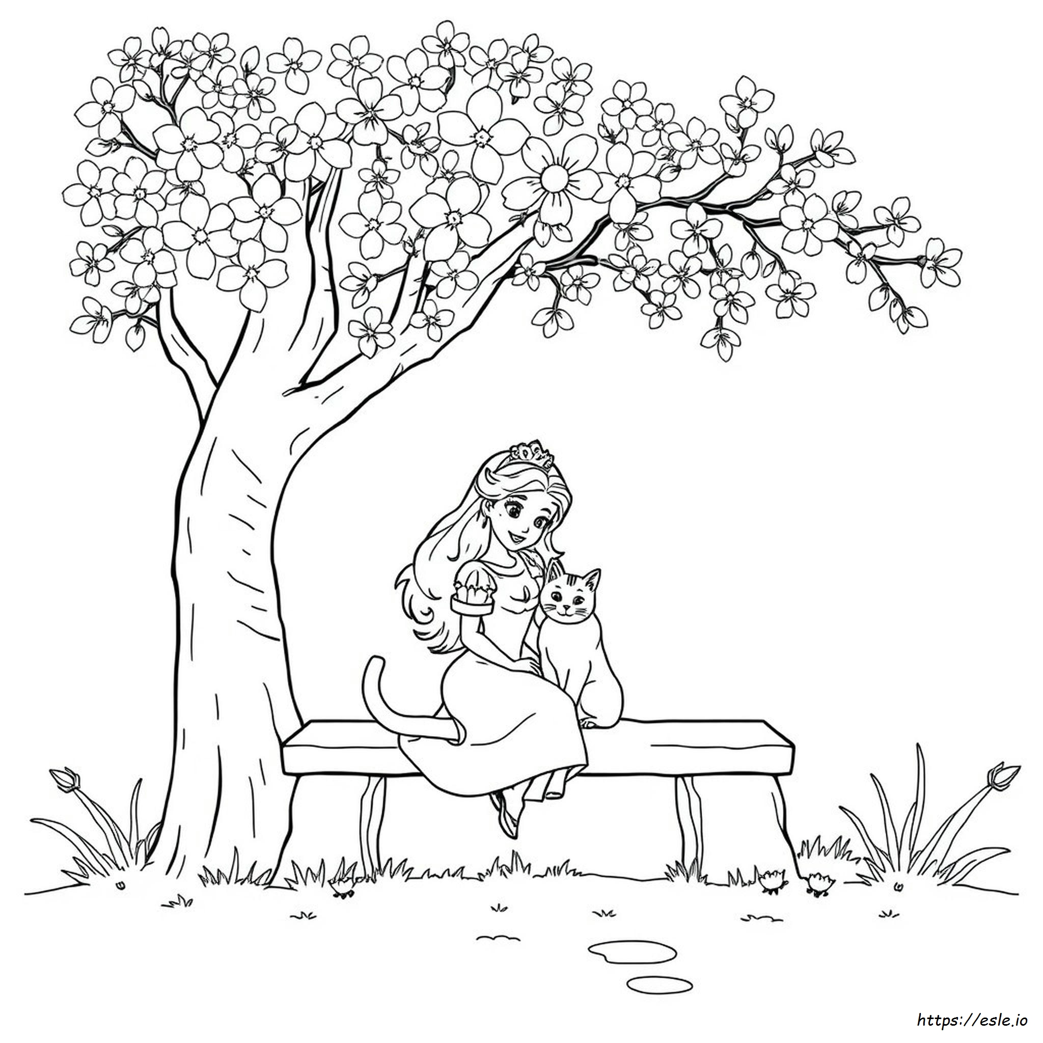 Princesa Y Gato Para Colorear