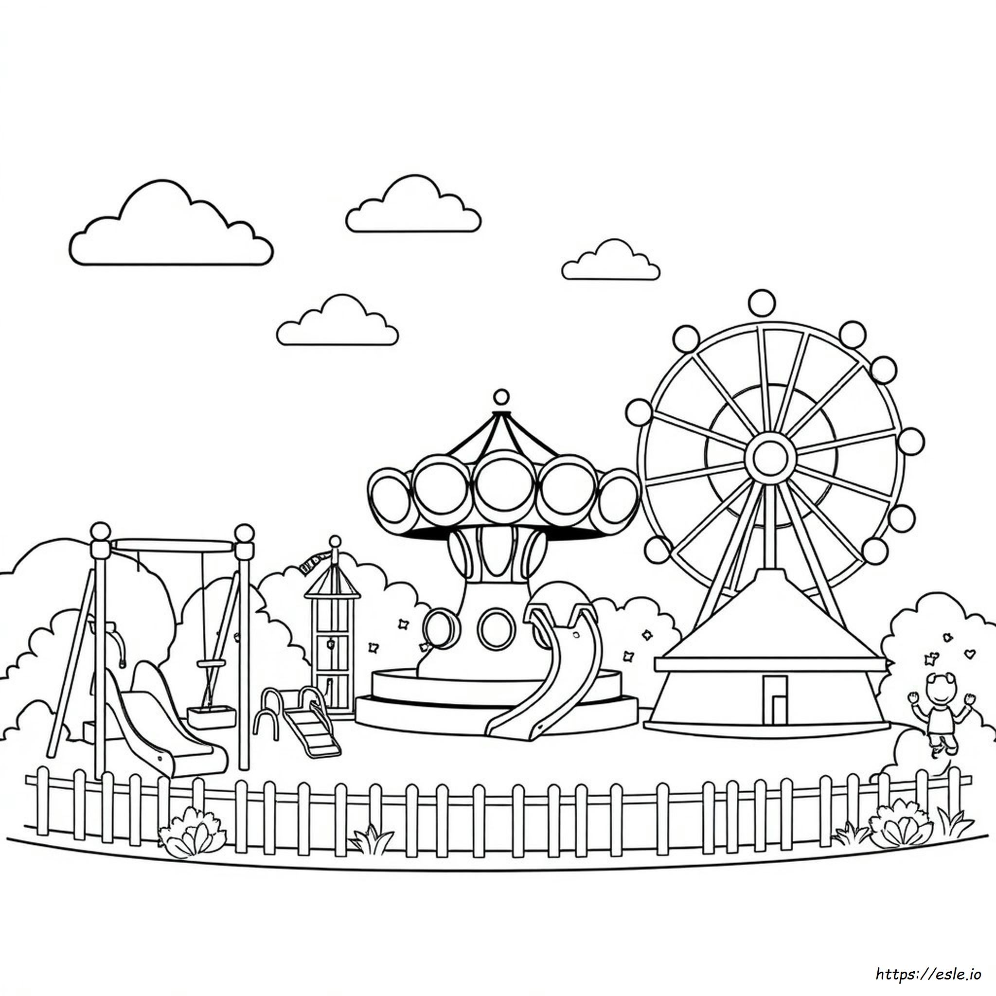 Imágenes Prediseñadas De Parque De Atracciones Para Colorear En Blanco Y Negro