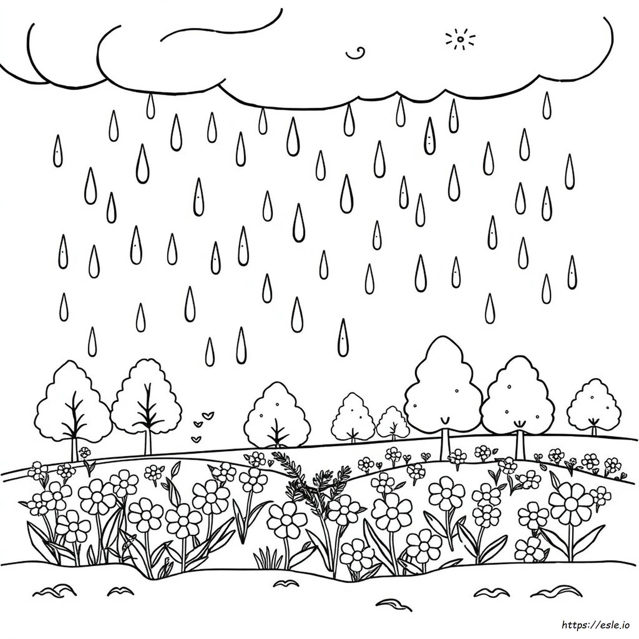 Rain Color Meaning - Free Printable Coloring Page