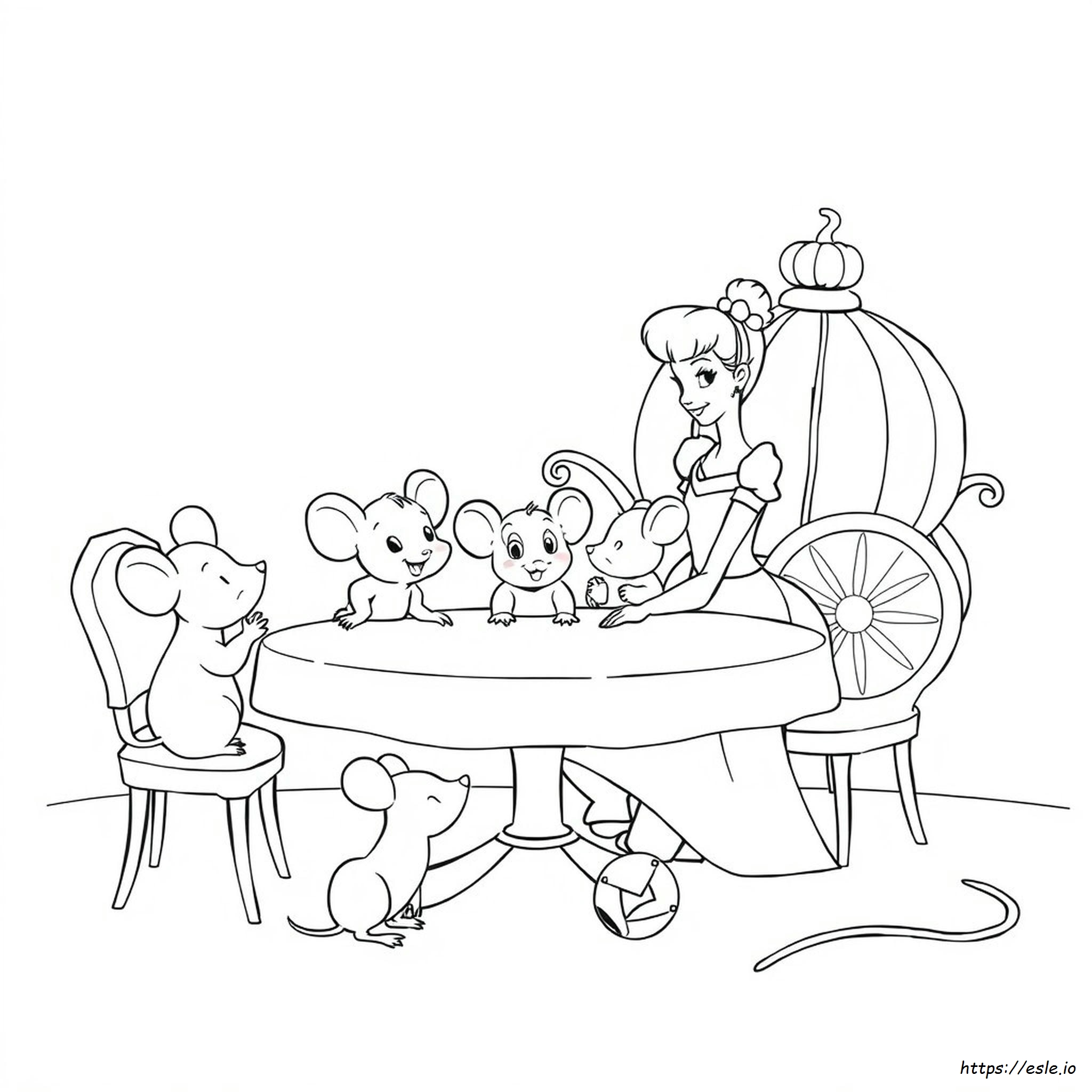 Cinderella Mice Coloring Pages