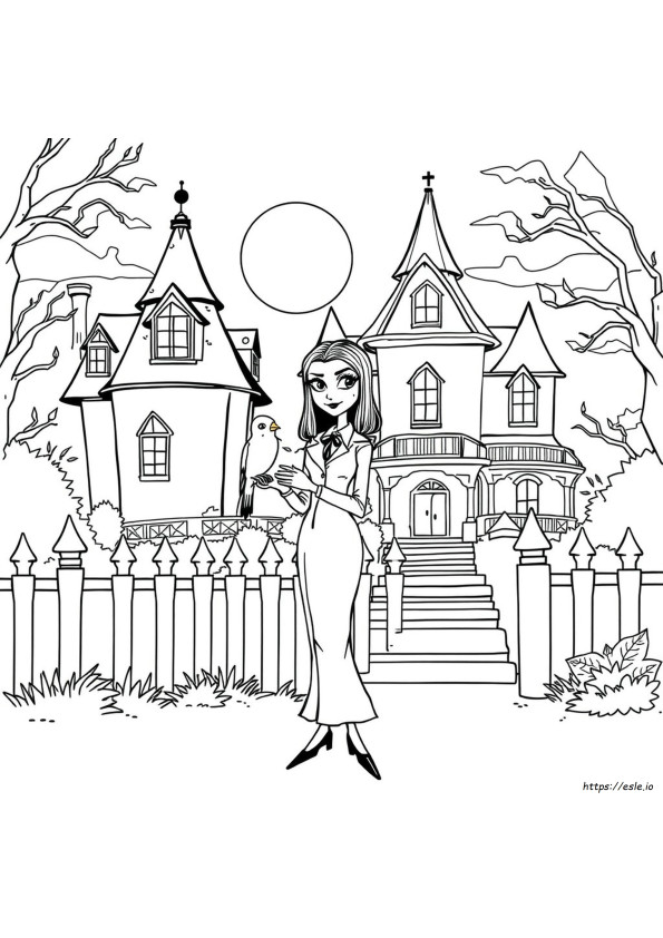 Addams Coloring Page Wednesday De Colorat