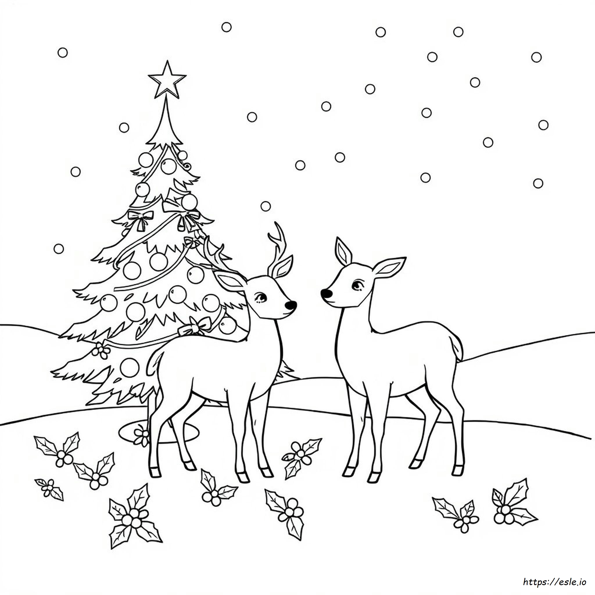 Christmas Deer Coloring Page - Free Printable