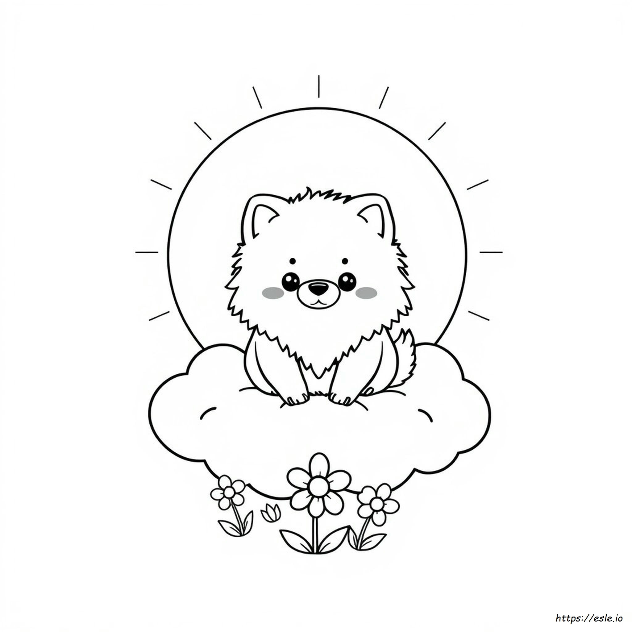 Kawaii Pomeranian Coloring Pages
