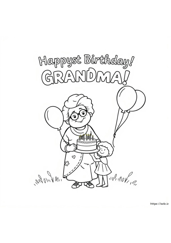 Happy Birthday Grandma Printable Coloring Card