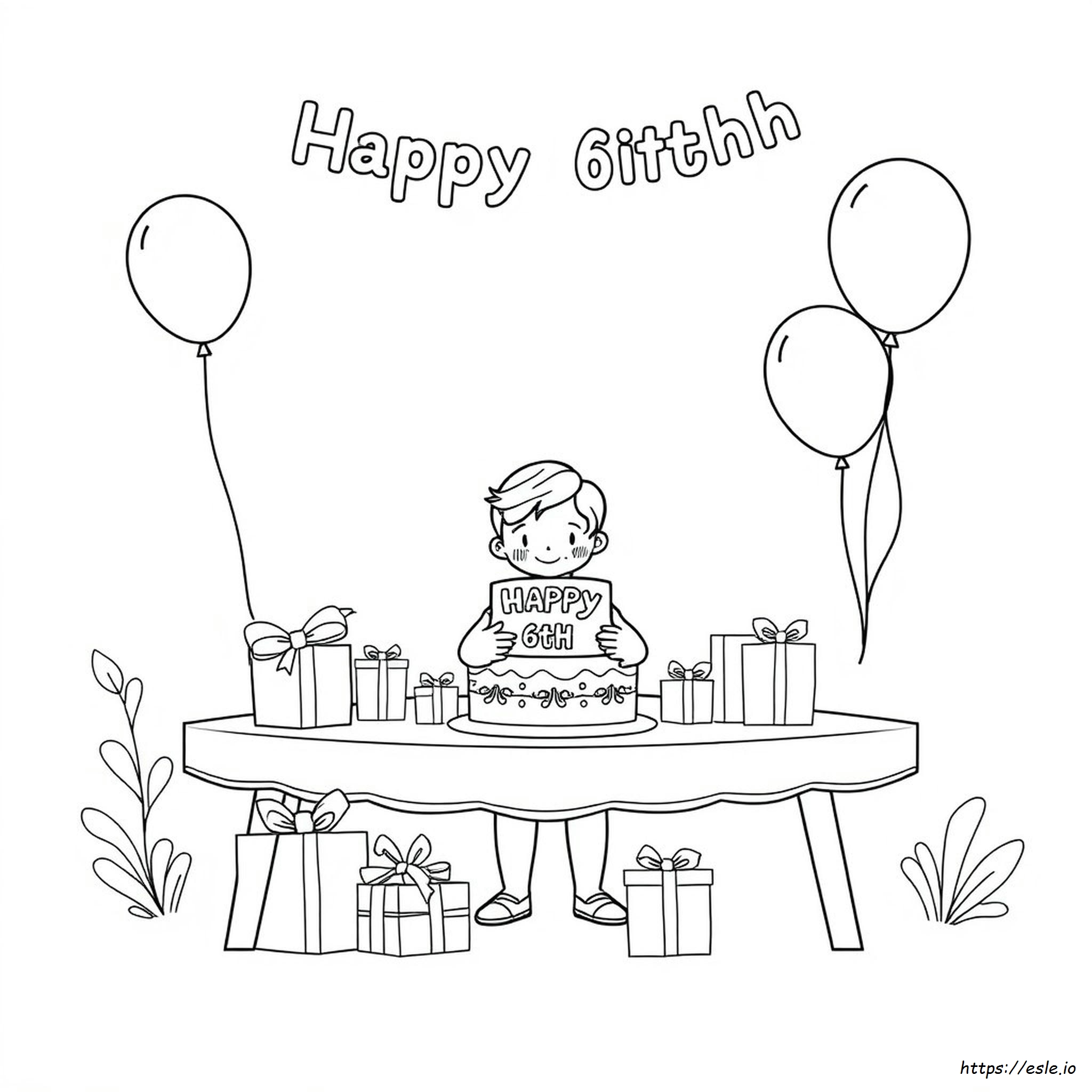 Ausmalbilder "Alles Gute Zum 6. Geburtstag" Zum Ausdrucken
