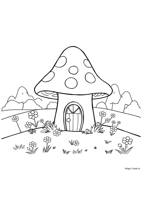 Mushroom House Colouring