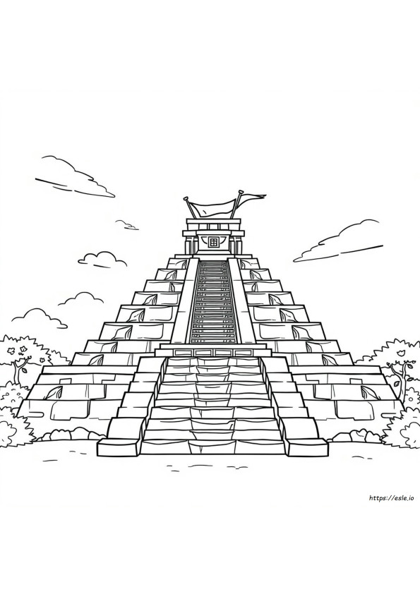 Aztec Temple Coloring Page