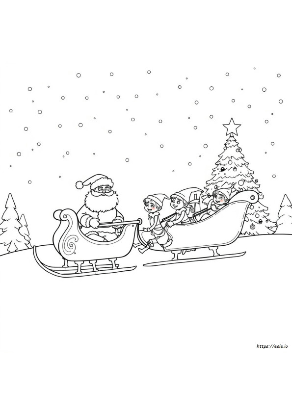 Kereta Luncur Santa Gambar Mewarnai