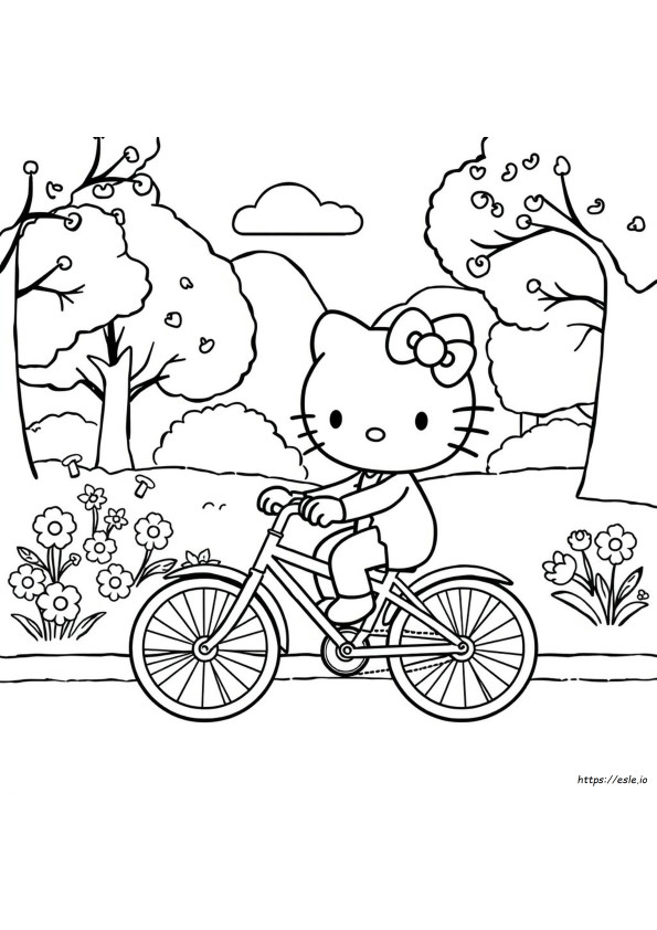 Hello Kitty On A Bike Coloring Pages