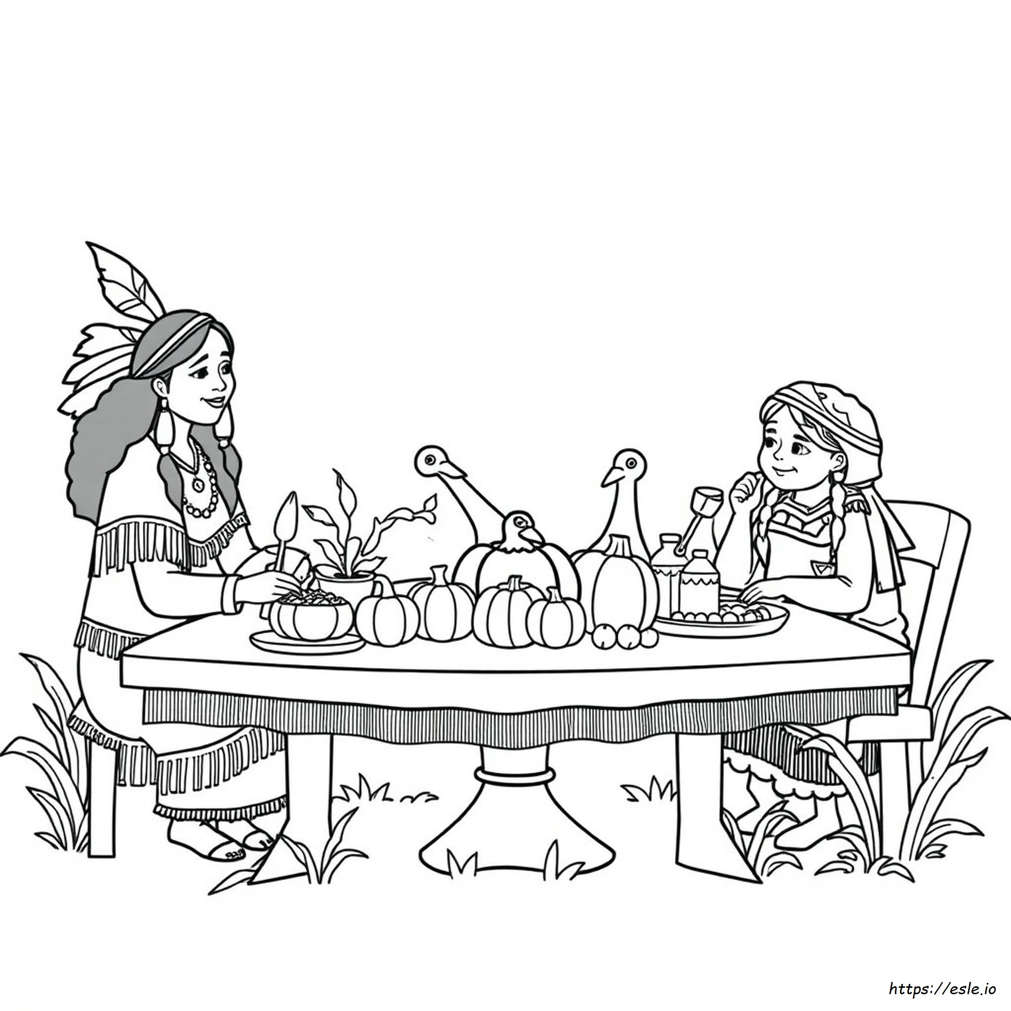 Indianer Erntedankfest Ausmalbild - Kostenlos