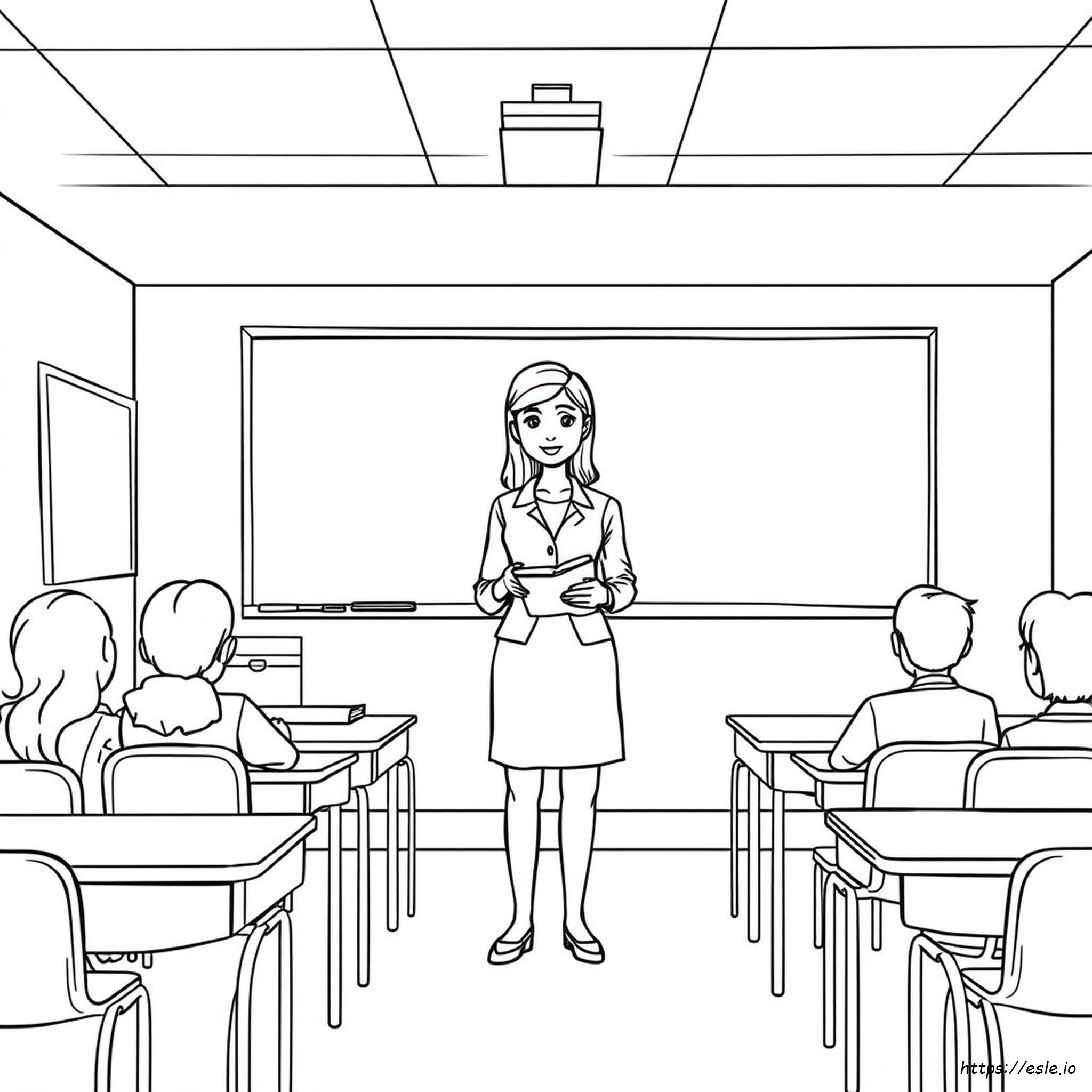 Classroom Female Teacher Teacher Coloring Pages