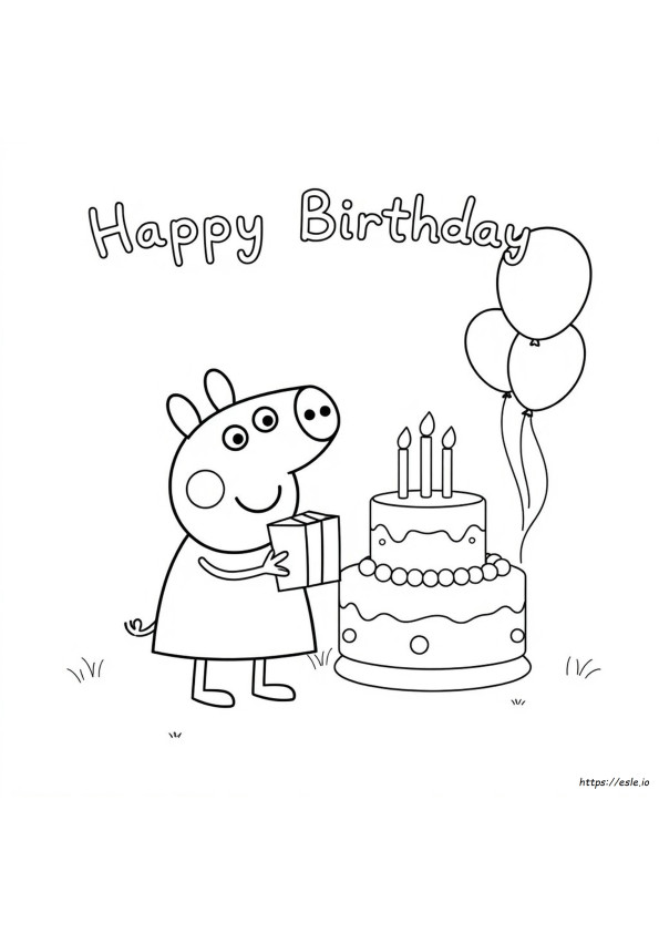 Peppa Birthday Coloring Page