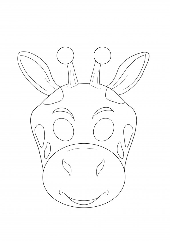 Mască de girafă pur și simplu pentru imprimare sau salvare pentru mai târziu, pentru ca copiii să o coloreze