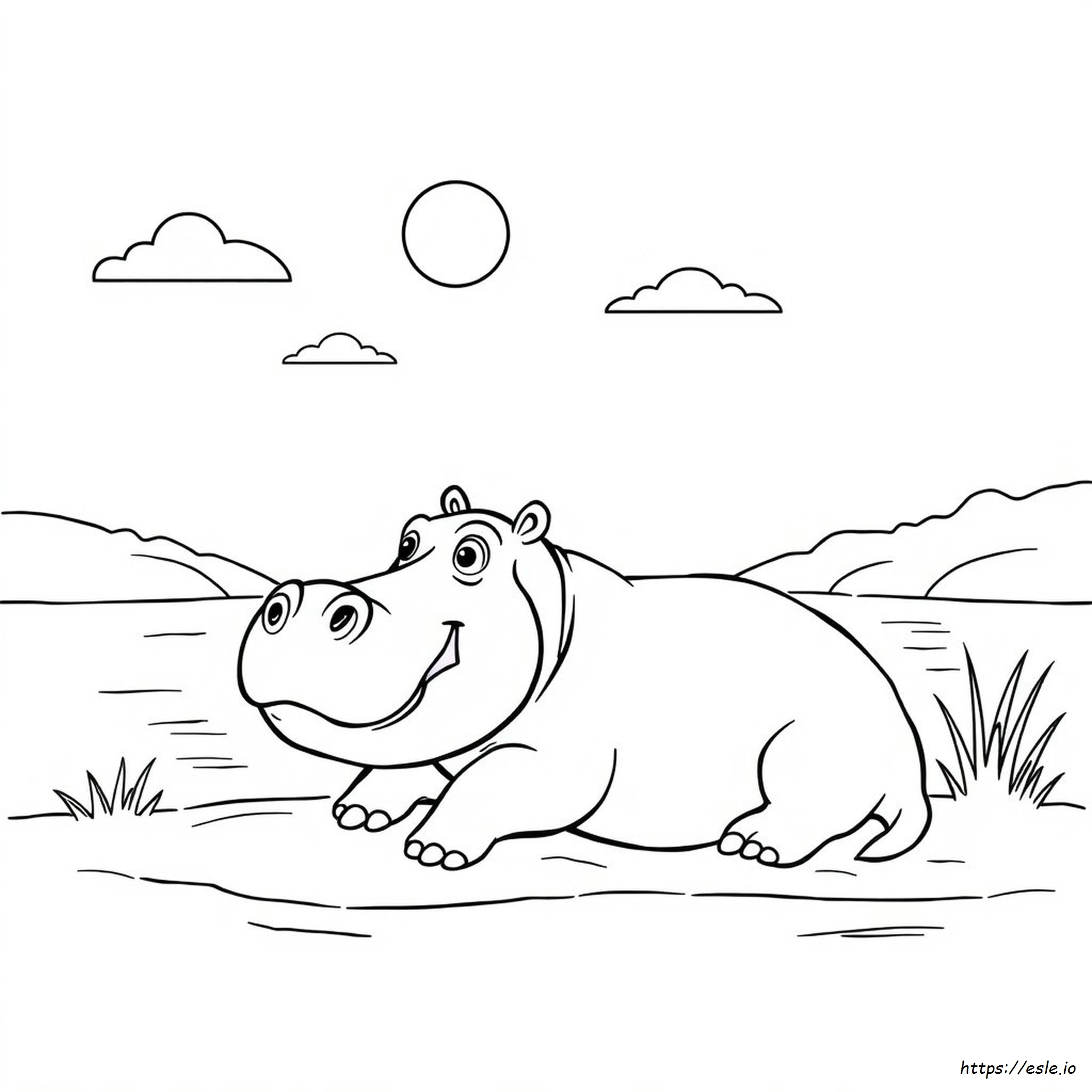 Hippopotamus Coloring Page - Free Printable