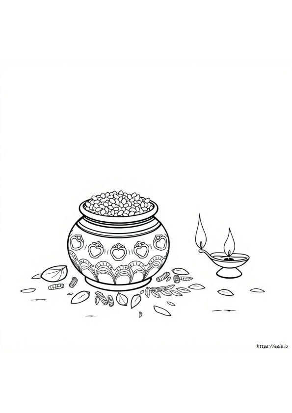 Colouring Pongal Pot Outline Images