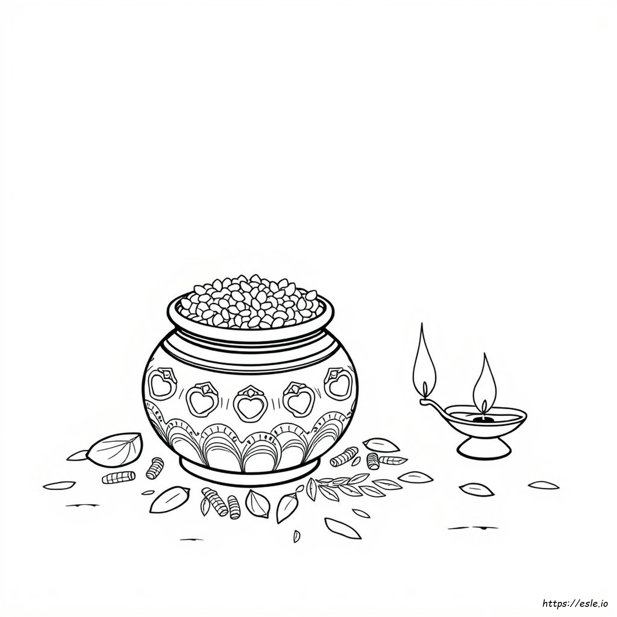 Colouring Pongal Pot Outline Images