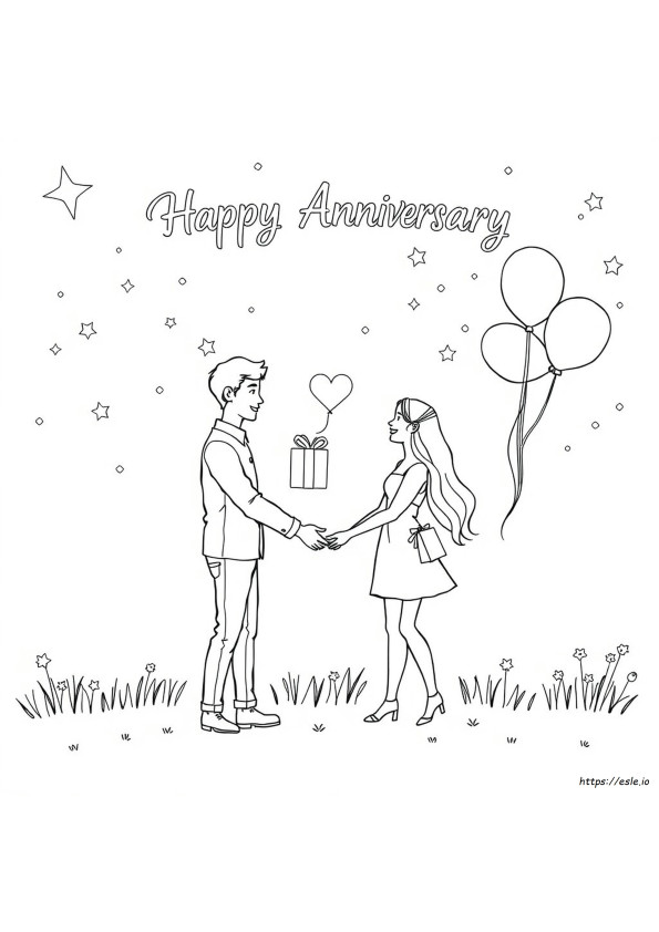 Happy Anniversary Coloring Page Free