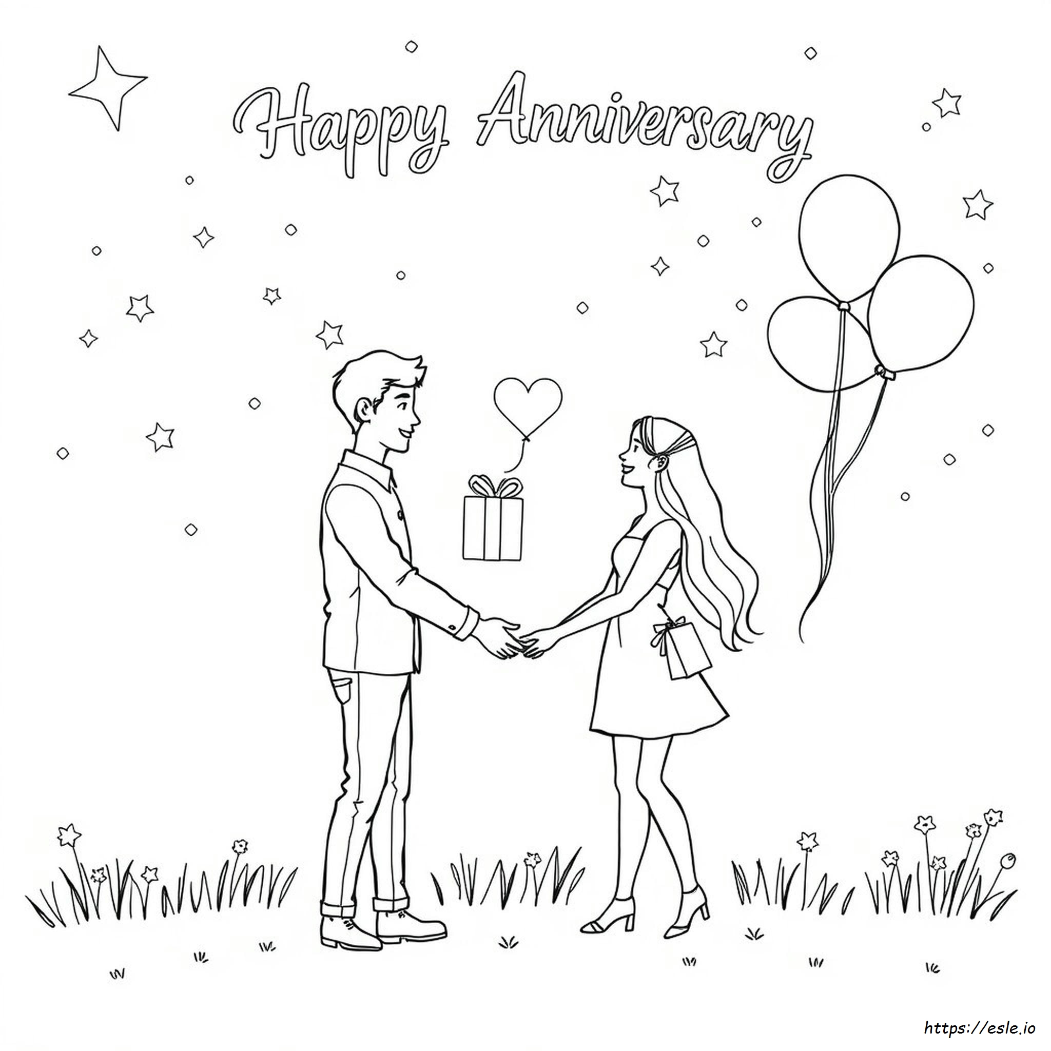 Happy Anniversary Coloring Page Free
